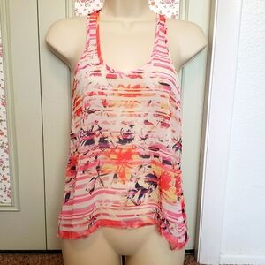Aeropostale Size XS Racerback Floral Sheer Tank Top Shirt